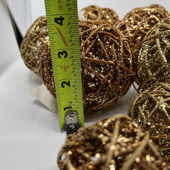 Pier 1 Glitter Vine Brown Gold Lot of 20 Decorative Ball Orb Wicker - Picture 9 of 10